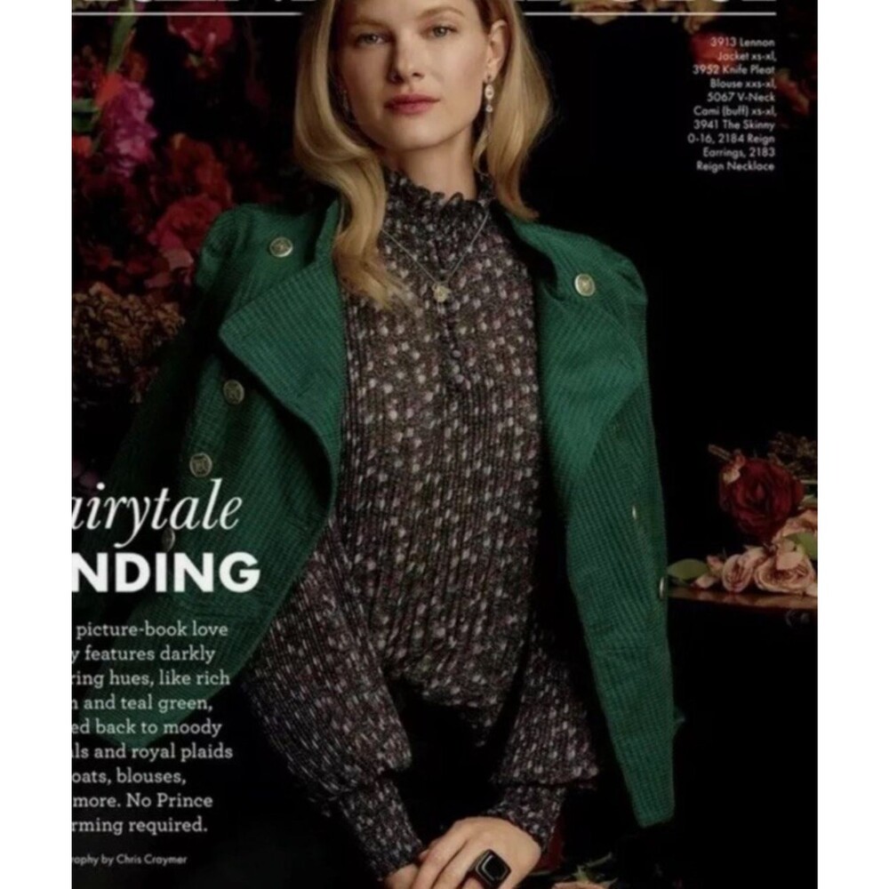 Cabi Pleated Floral Women M Top Cottage Peasant Victorian Romanic Boho Prairie